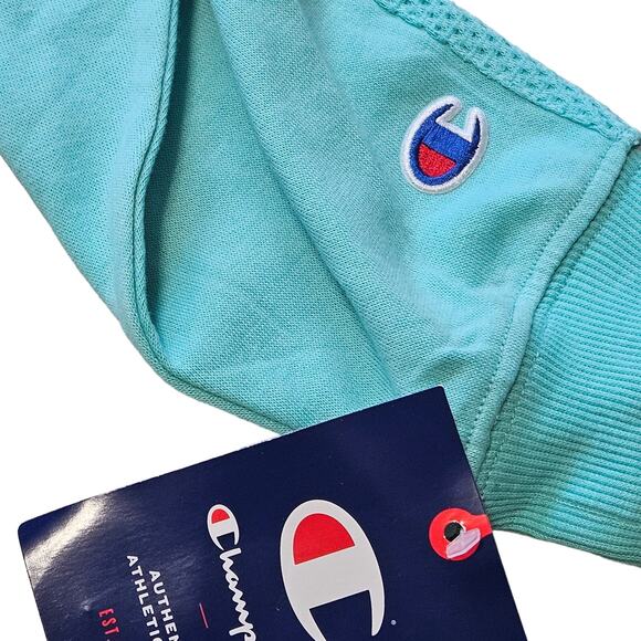 Champion Womens Summer Sweats Campus Sweatshirt Teal Pullover Hoodie Size Large - Picture 6 of 9